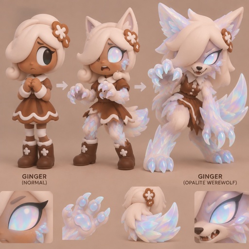 Ginger from Dandy’s world turning into a Opalite Werewolf 