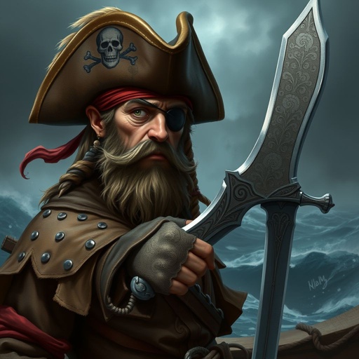 A pirate with a cutlass