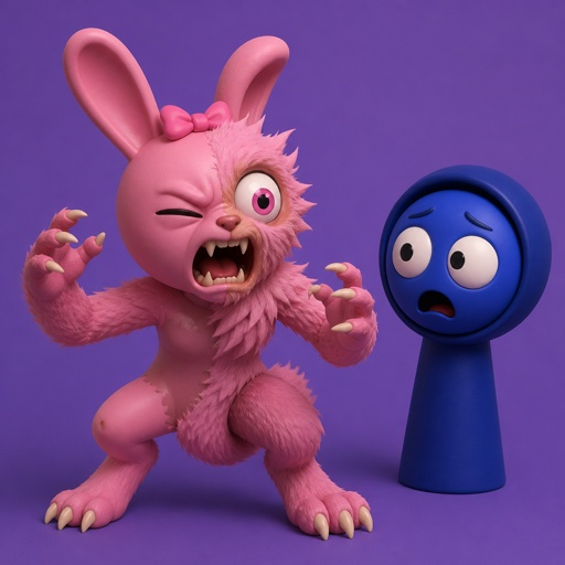 Pinki from Sprunki turning into a WereRabbit in front of Jevin from Sprunki