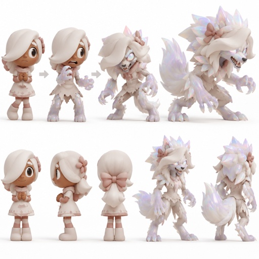 Ginger from Dandys world turning into a Opalite Werewolf 