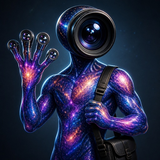 a man in a space suit holding a camera
