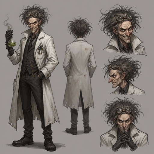 Evil scientists with Rat's Nest hairstyle 