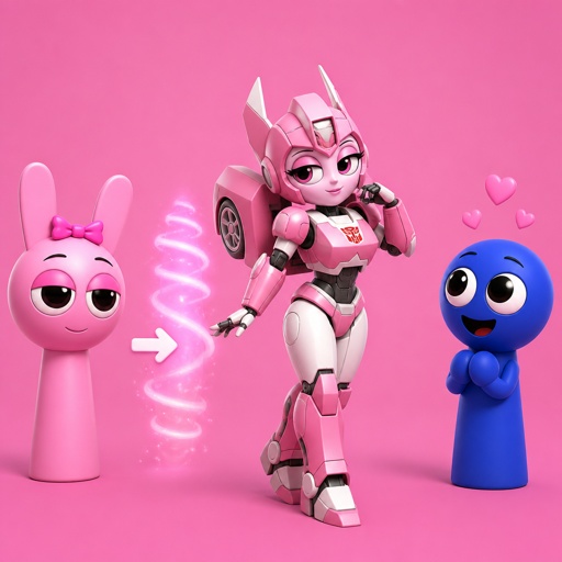 Pinki from Sprunki turning into Elita One for Jevin from Sprunki for the first time 