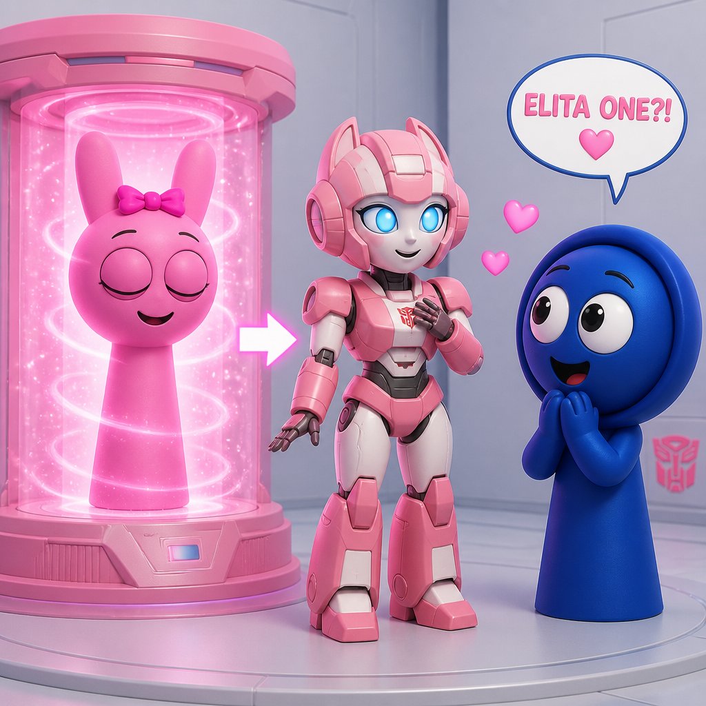 Pinki from Sprunki turning into Elita One for Jevin from Sprunki for the first time