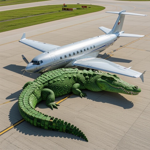 crocodile with plane as its body