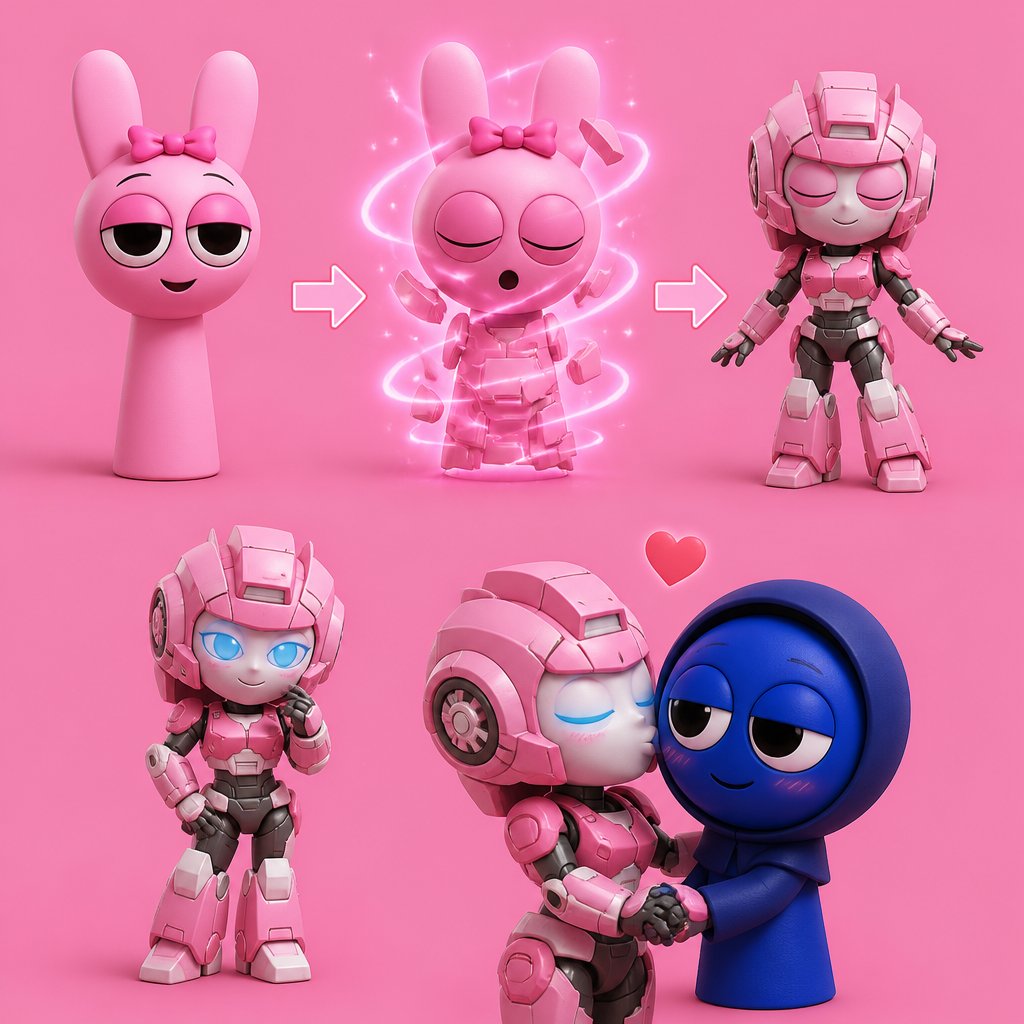 Pinki from Sprunki turning into Elita one for Jevin from Sprunki for the first time