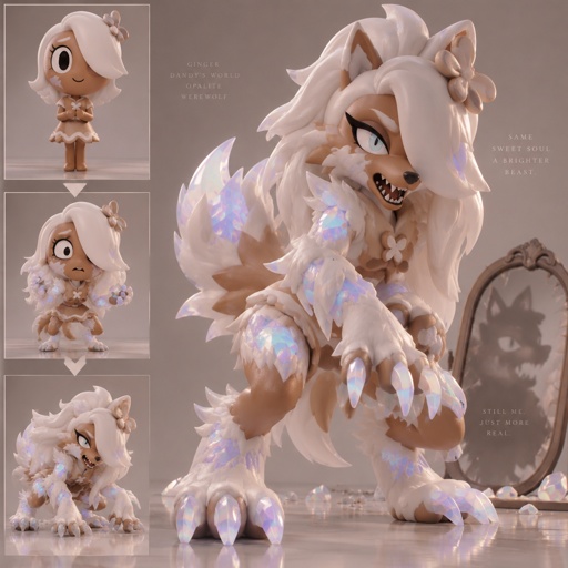Ginger from Dandy’s world turning into a Opalite werewolf 