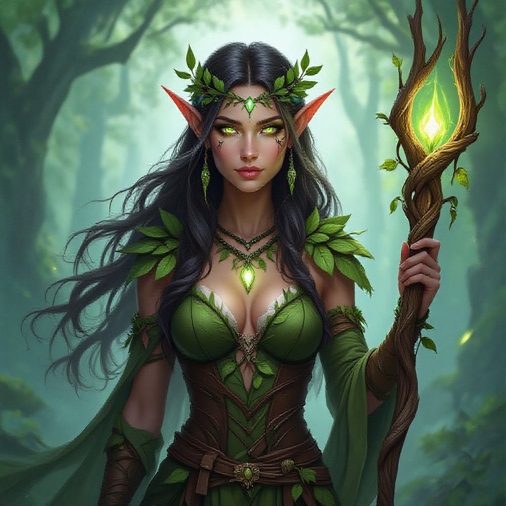 DnD , Wood Elf, Druid, Women