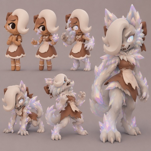 Ginger from Dandys world turning into a Opalite Werewolf 