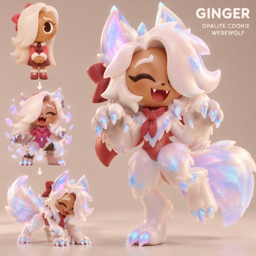 Ginger from Dandy’s world turning into a opalite cookie werewolf and she loves her opalite curse