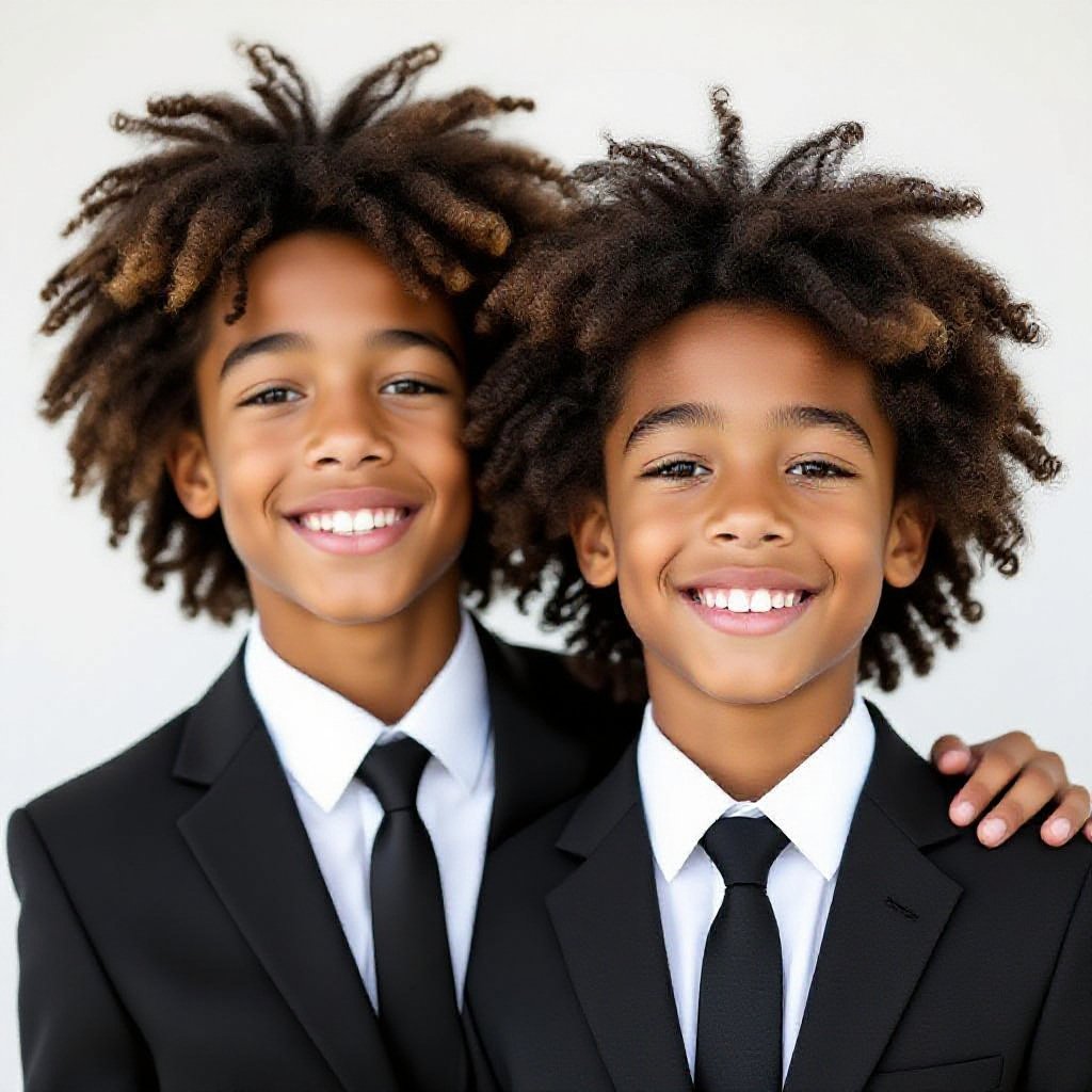 Hot mixed teenage boy  with Afro hair in a suit 