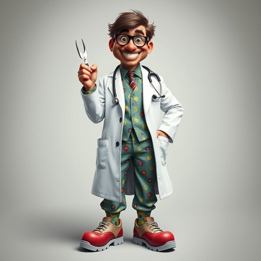create a doctor. Who is funny human looking from head to toe. And he always immediately results to surgery for anything even small things. So please be sure to show his whole outfit head to toe.