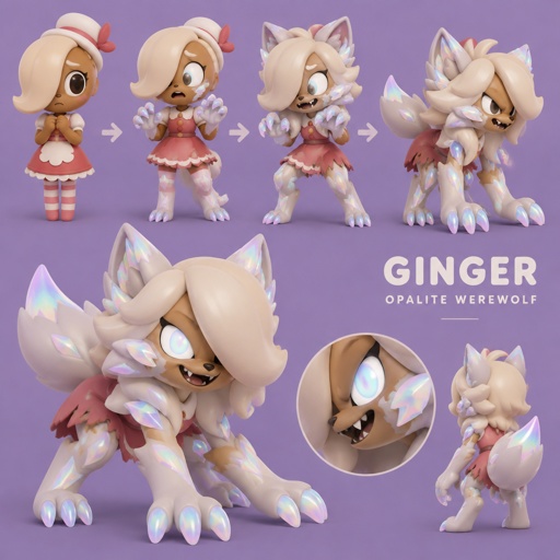 Ginger from Dandys world turning into a Opalite Werewolf 