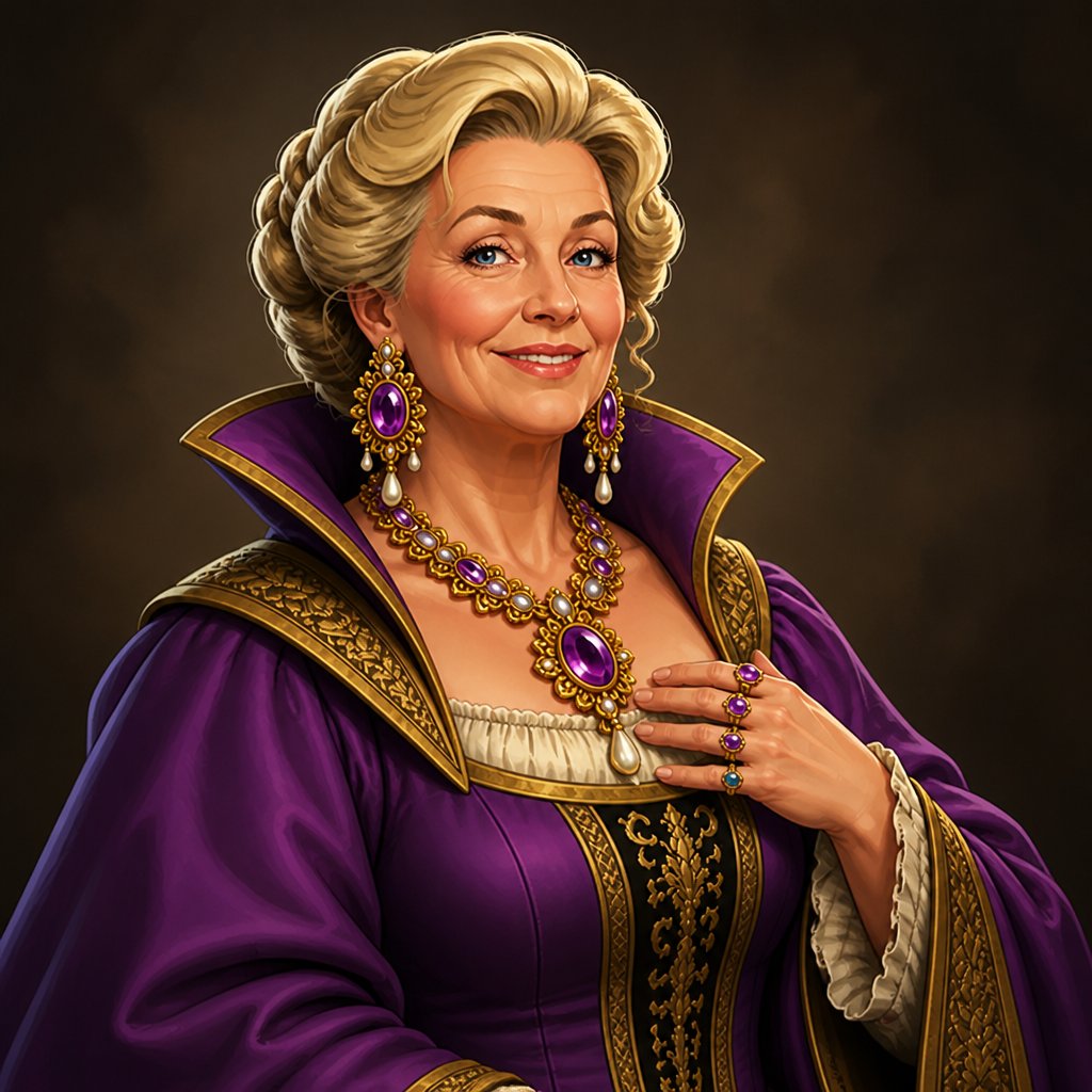 a painting of a woman in a purple dress