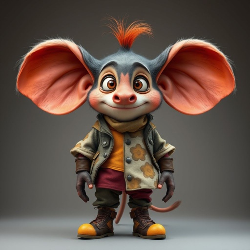 Create a funny guy who has big ears , show entire body head to toe