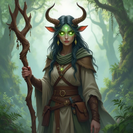 A female Firbolg (cow-folk) Druid
