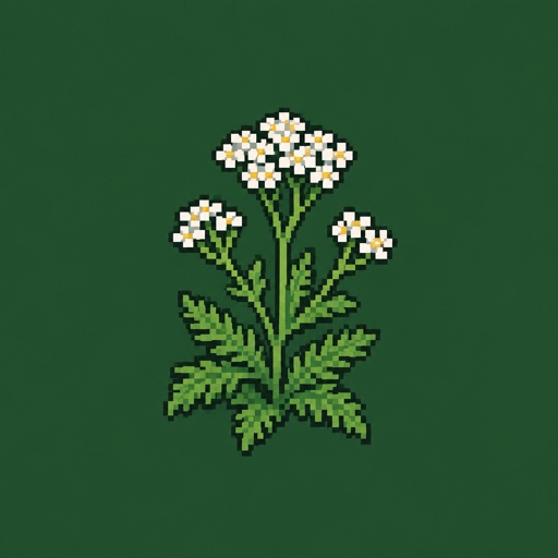 Single Yarrow plant for a fantasy game set in modern times, top-down style
