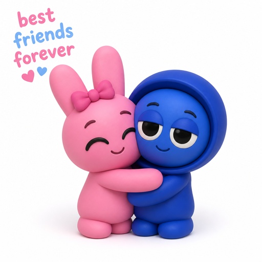 Pinki from Sprunki and Jevin from Sprunki hugging each other as Sprunklings with the words best friends forever in the corner 