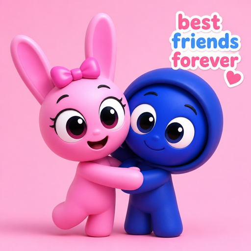 Pinki from Sprunki and Jevin from Sprunki hugging each other as Sprunklings with the words best friends forever in the corner 