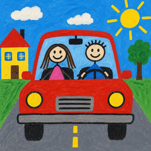 As a stickman In the car with his girlfriend