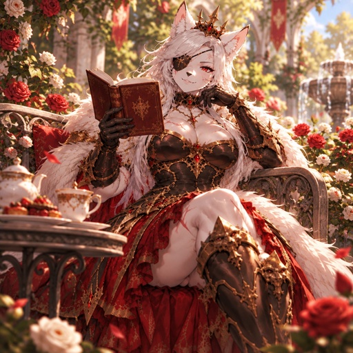 a woman in a costume reading a book