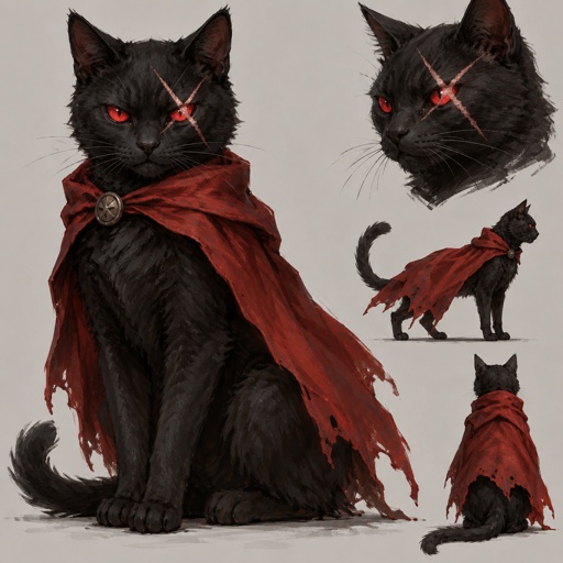 black cat red eyes special x scar red cape