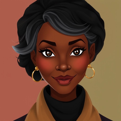 A black women in her early fifties with black hair and brown eyes