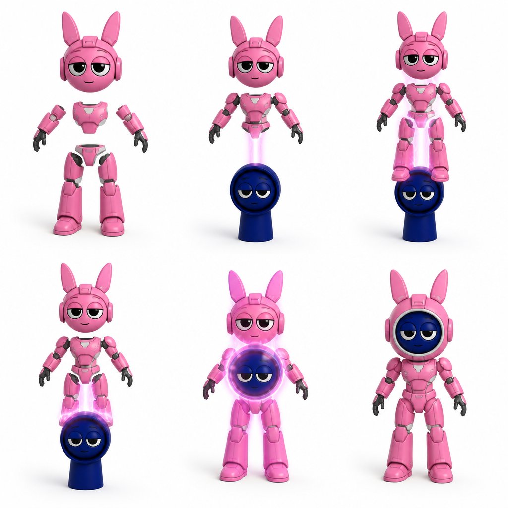 Pinki from Sprunki as Elita One merging her legs onto Jevin from Sprunki and then her arms and then her Body and lastly her head and helmet