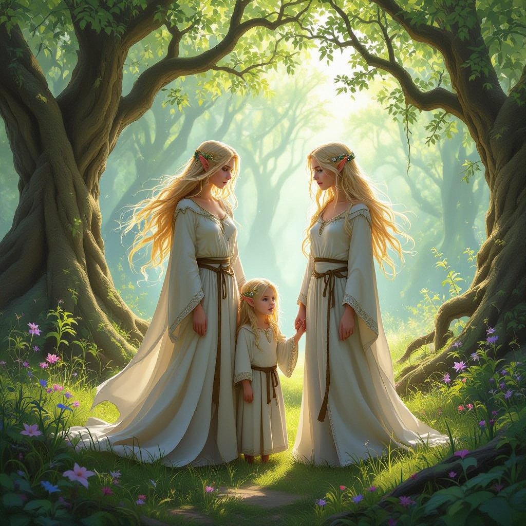 Twin women’s with blond hair and their twin children 