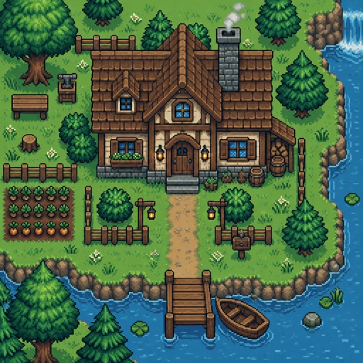 house unique for a modern fantasy game, exterior, top down style, shading and highlights