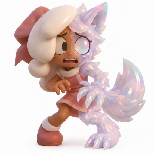 a figurine of a girl with a white hair and pink dress