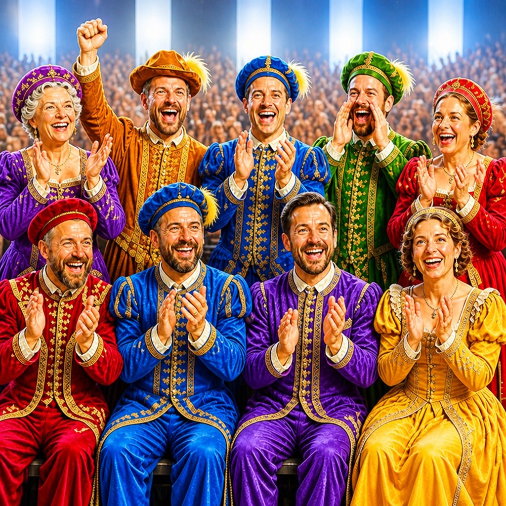 a group of people dressed in colorful costumes