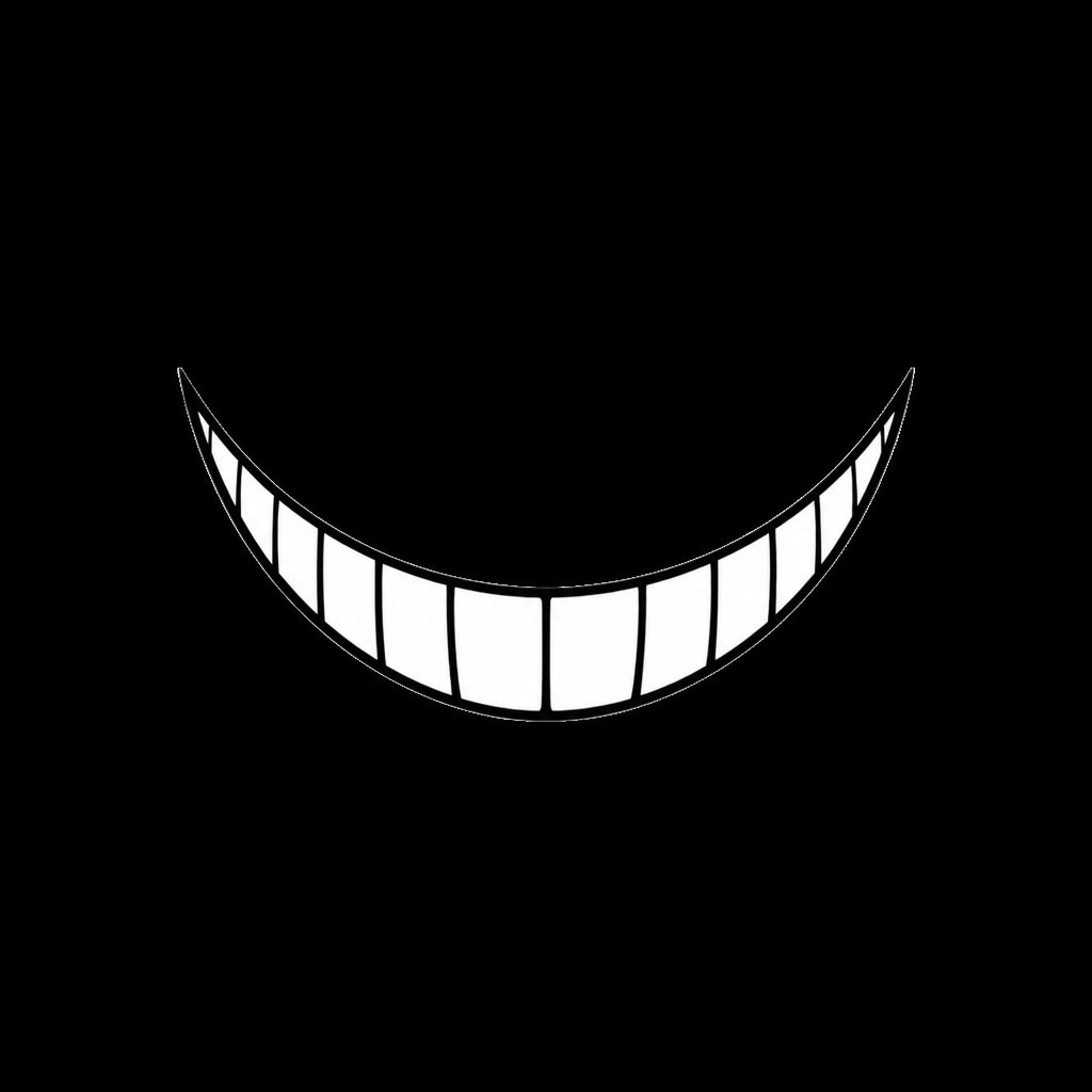 a black and white photo of a smiling face