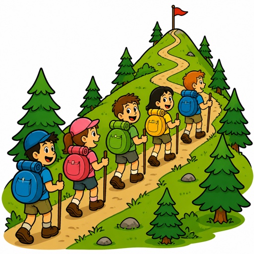 5 Hiker’s on a mountain in the woods 