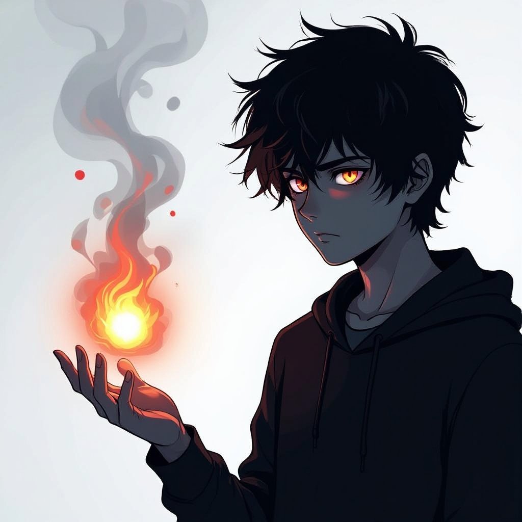 Telekinetic and dark manipulation powers boy teenager 17 years old dark and mysterious and quite with bad past with Heterochromia eyes