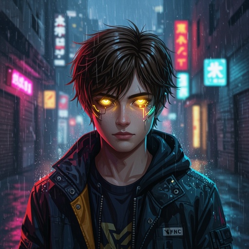 Teen boy brown hair with golden eyes and mysterious with mysterious powers