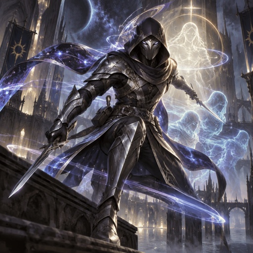 assassin grey shiny cosmos color mostly black, healing factor, illusionist