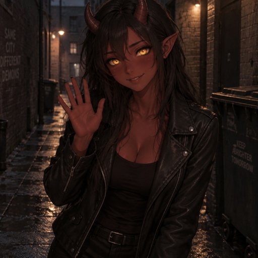 Hellhound girl, trying to be friendly 