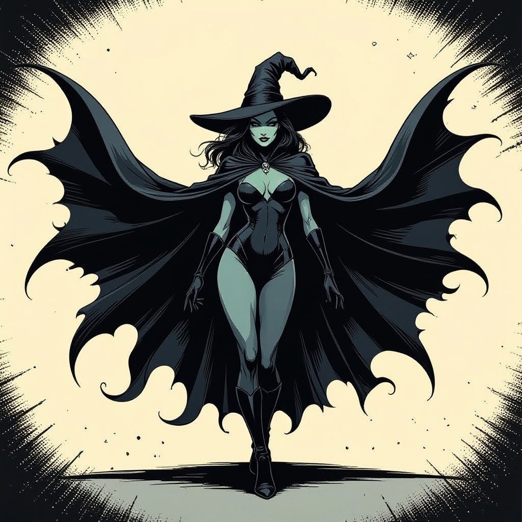 sexy shadow demon witch slate grey skin large black billowing cloak that emits darkness and shadow