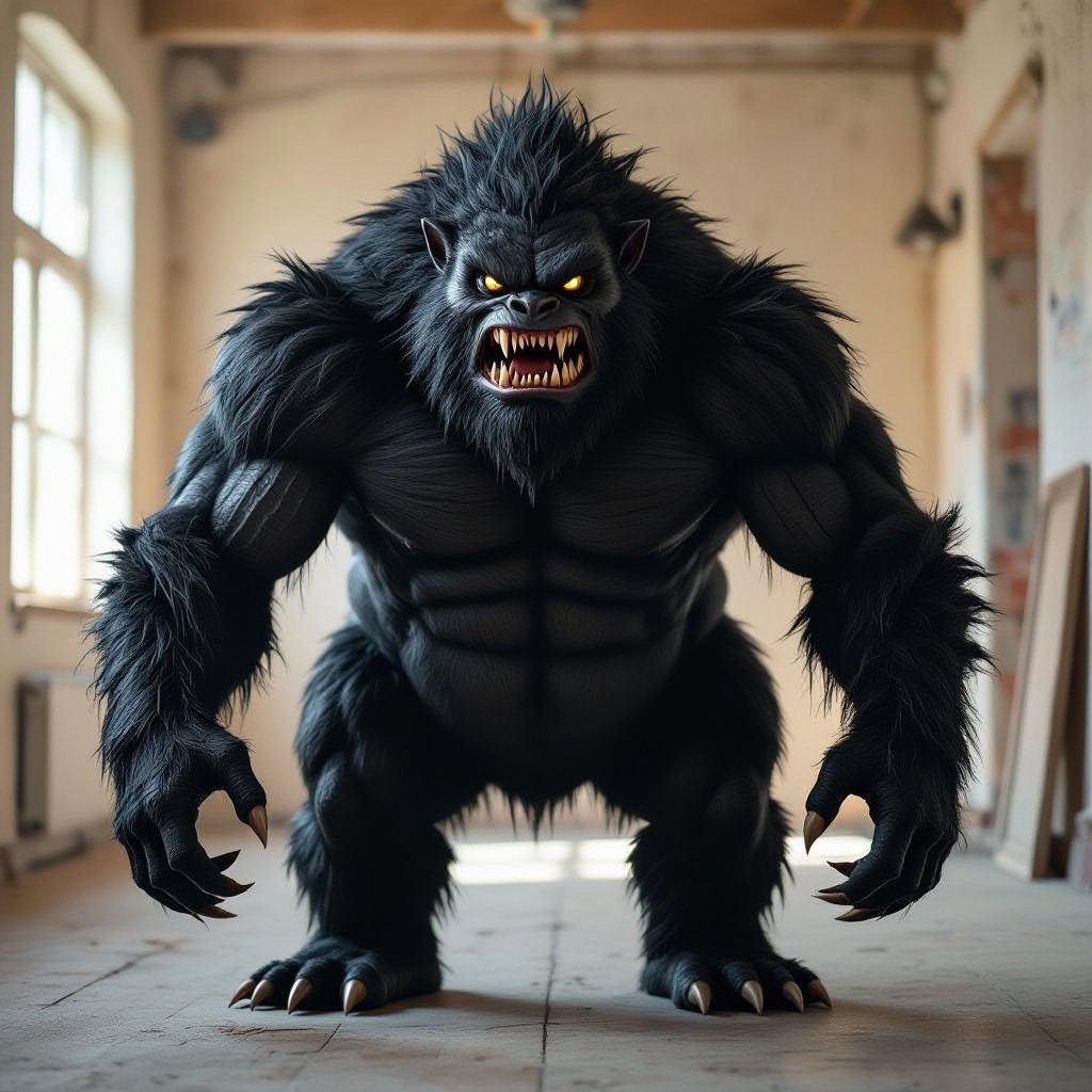 Create a fat black looking monster