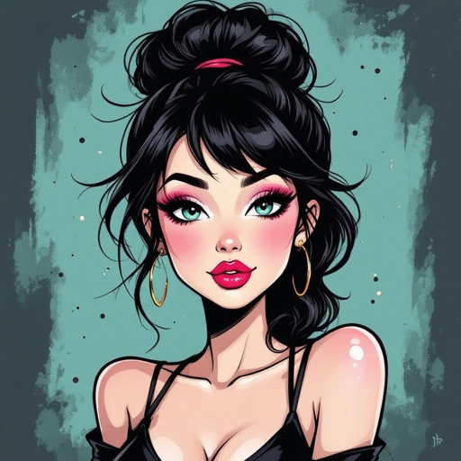 Create a character lady who has attitude but is funny looking and loves lipgloss 