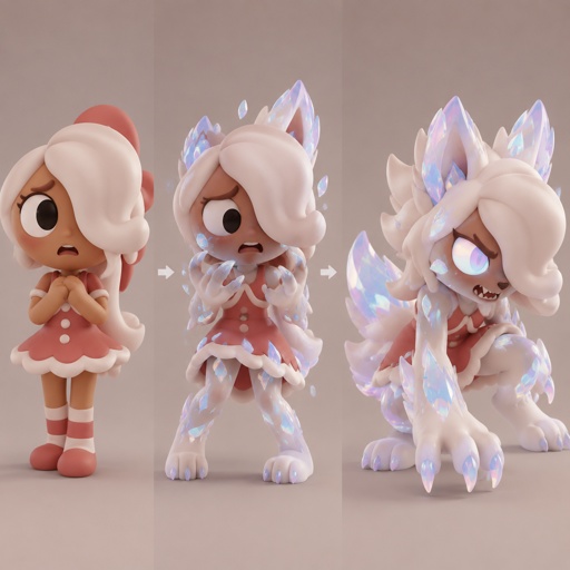 Ginger from Dandys world turning into a Opalite Werewolf 