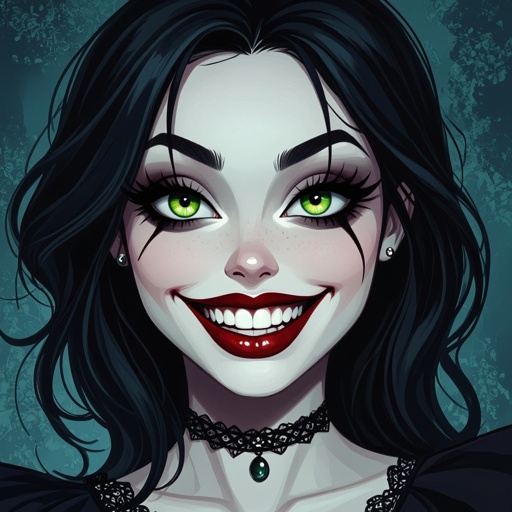 Create a character lady who has attitude but is funny looking and loves lipgloss 