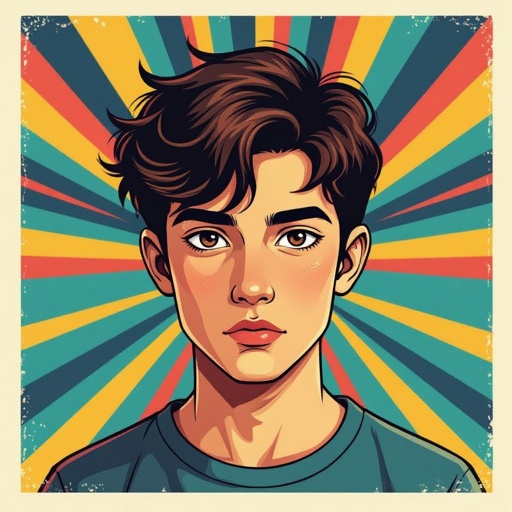 Mysterious teen boy with dark brown hair brown eyes and with a dark past