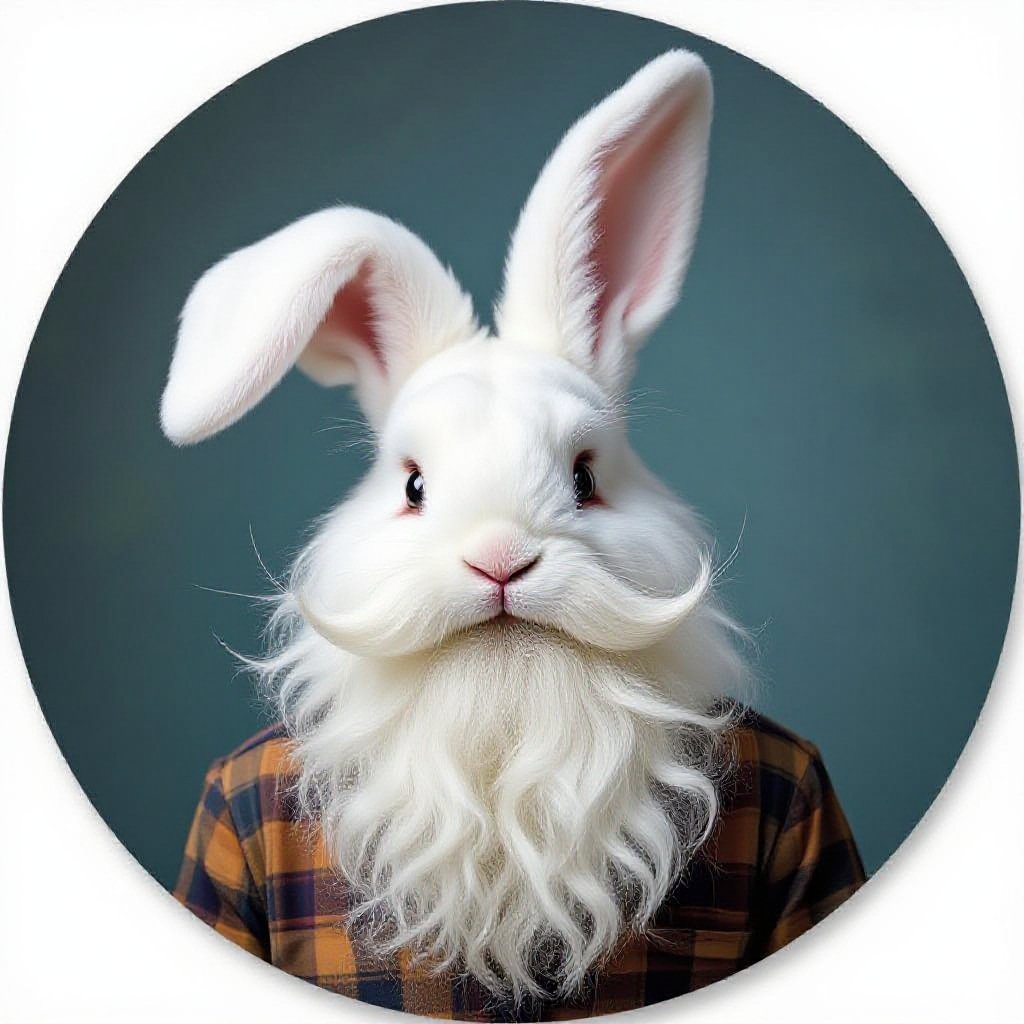 White bunny man with beard