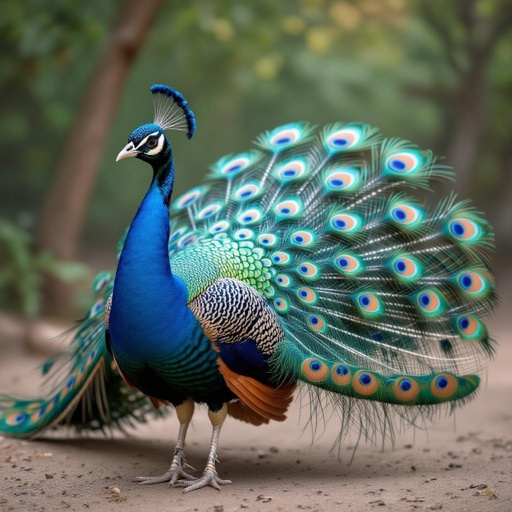 Blue and peach colored pretty peacock 