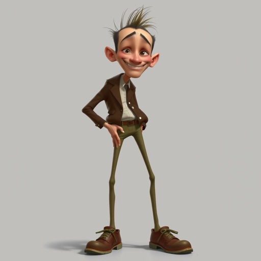 Make a tall but slickly guy, who is funny and clumsy and always looks lost. Make him have on some weird shoes also