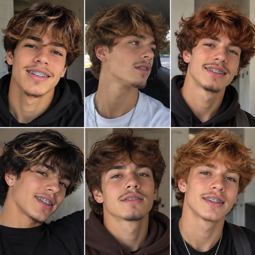 Teen Boys Brown, Beeline Honey, Light Cool Brown, Black, Chocolate Brown, Light Auburn, Reddish Blonde, Hairs, Petit Goatees, Pencil Mustaches, Braces Teen Boy Brown Hair