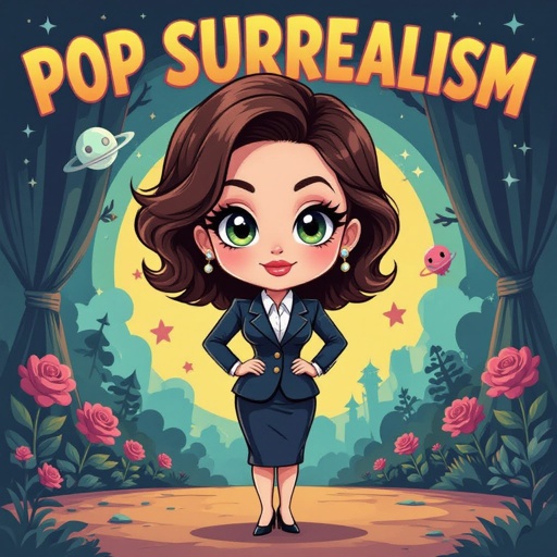 Create a chibi character mid 30’s lady who is in a suite with hands on waste