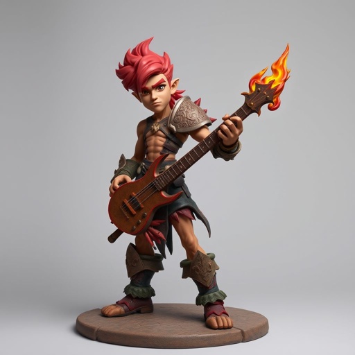 Create a character: battle hero Rhen the Fire-Singer – A lean, muscular man. Show him head to toe including his shoes.